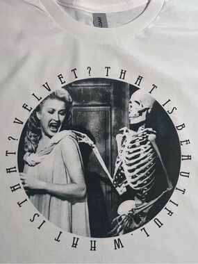 What is that? Velvet? Funny retro horror weird White Unisex shirt